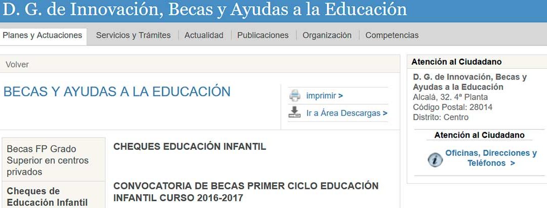 Abierta la convocatoria para becas de educación infantil en la Comunidad de Madrid