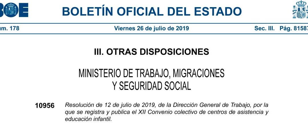 Publicado en el BOE el convenio de educación infantil