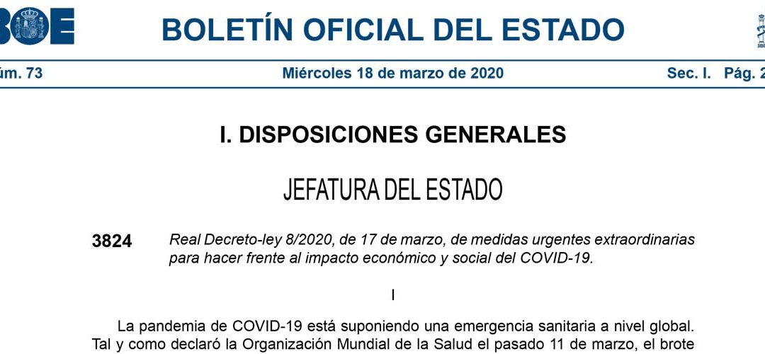 Real Decreto de medidas extraordinarias para hacer frente al impacto económico y social del COVID-19